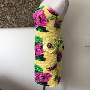 NB Belissima strapless mini dress yellow floral